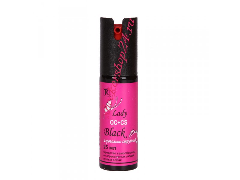 Женский аэрозольно-струйный газовый баллончик Lady Black, 25 мл. Женский аэрозольно-струйный газовый баллончик Lady Black, 25 мл.